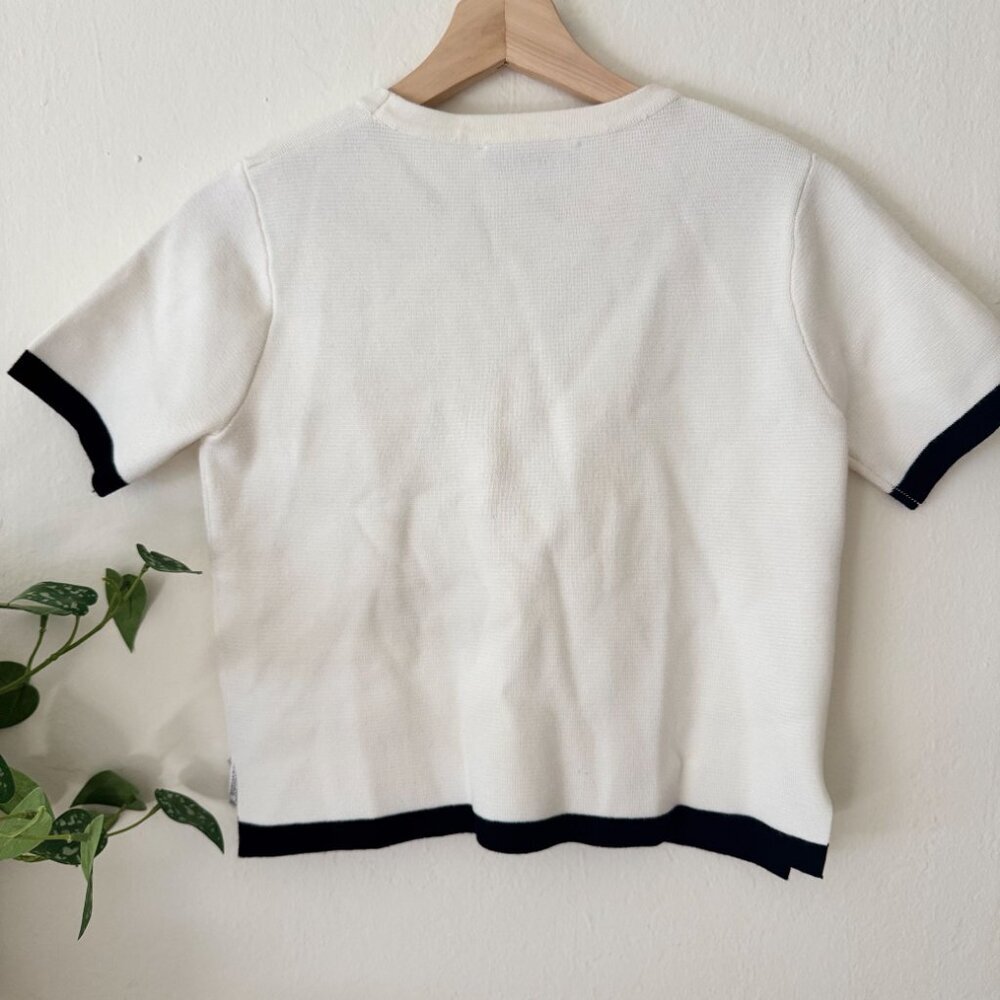 ✨ Zara Knit Contrast Trim Short Sleeve Top ✨ - Picture 3 of 6